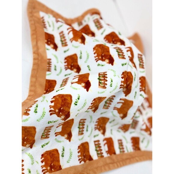 Highland Cow Baby Girl Security Blanket-Floral Highland Cow Lovey-Baby Nursery S - Picture 7 of 9